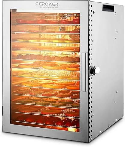 Food-Dehydrator Machine 12 Stainless Steel Trays, 10.9ft² Meat Dehydrator for Jerky, 800W Dryer for Herbs, 190ºF Temperature Control,24H Timer,Powerful Drying Capacity for Fruits,Yogurt Food-Dehydrator Machine 12 Stainless Steel Trays, 10.9ft²…