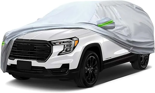 QUYDDC Full Car Cover Universal 6 Layers Outdoor Thicked All Weather Cover, Sunshield, Waterproof, Snow Proof, UV Proof, Scratch Proof, Bird Droppings, 6 Reflective Strips, Fits SUVs up 181"-190"