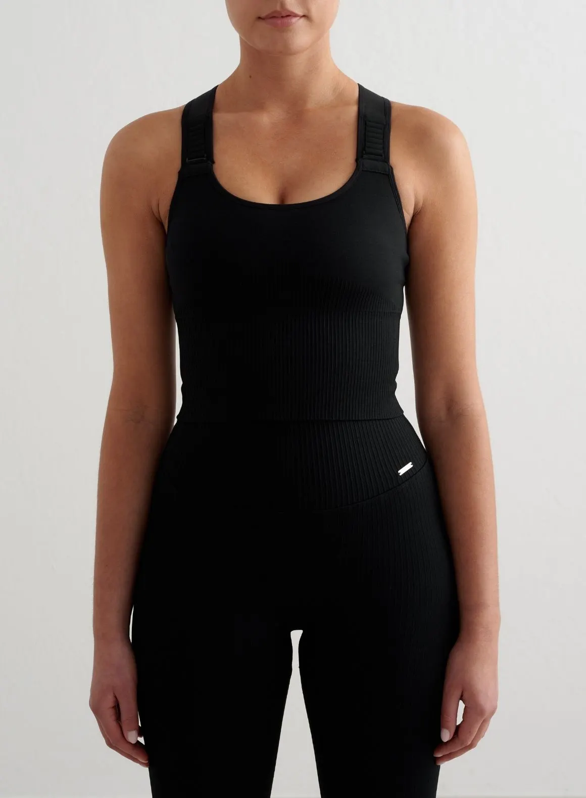 Black Ribbed Seamless High Support Bralette