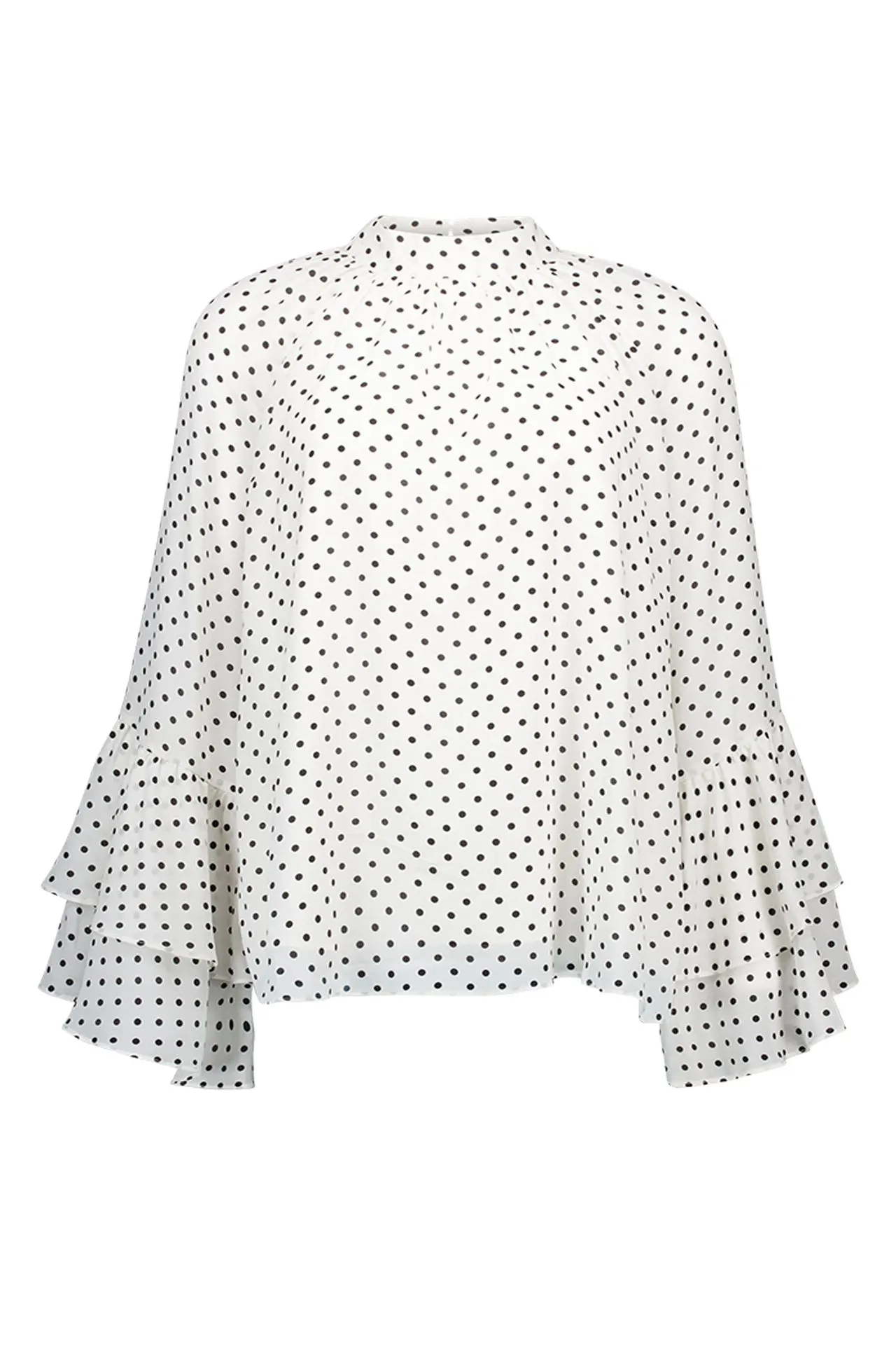 Ecru blouse met polkadots