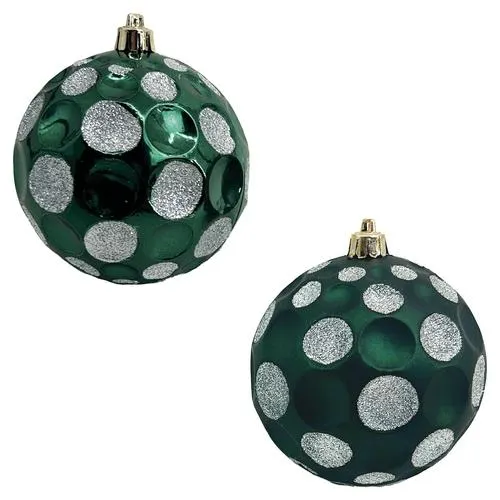 Enchanted Forest® 100mm Dark Green Concave/Convex Shatterproof Ornaments - 2 Pack