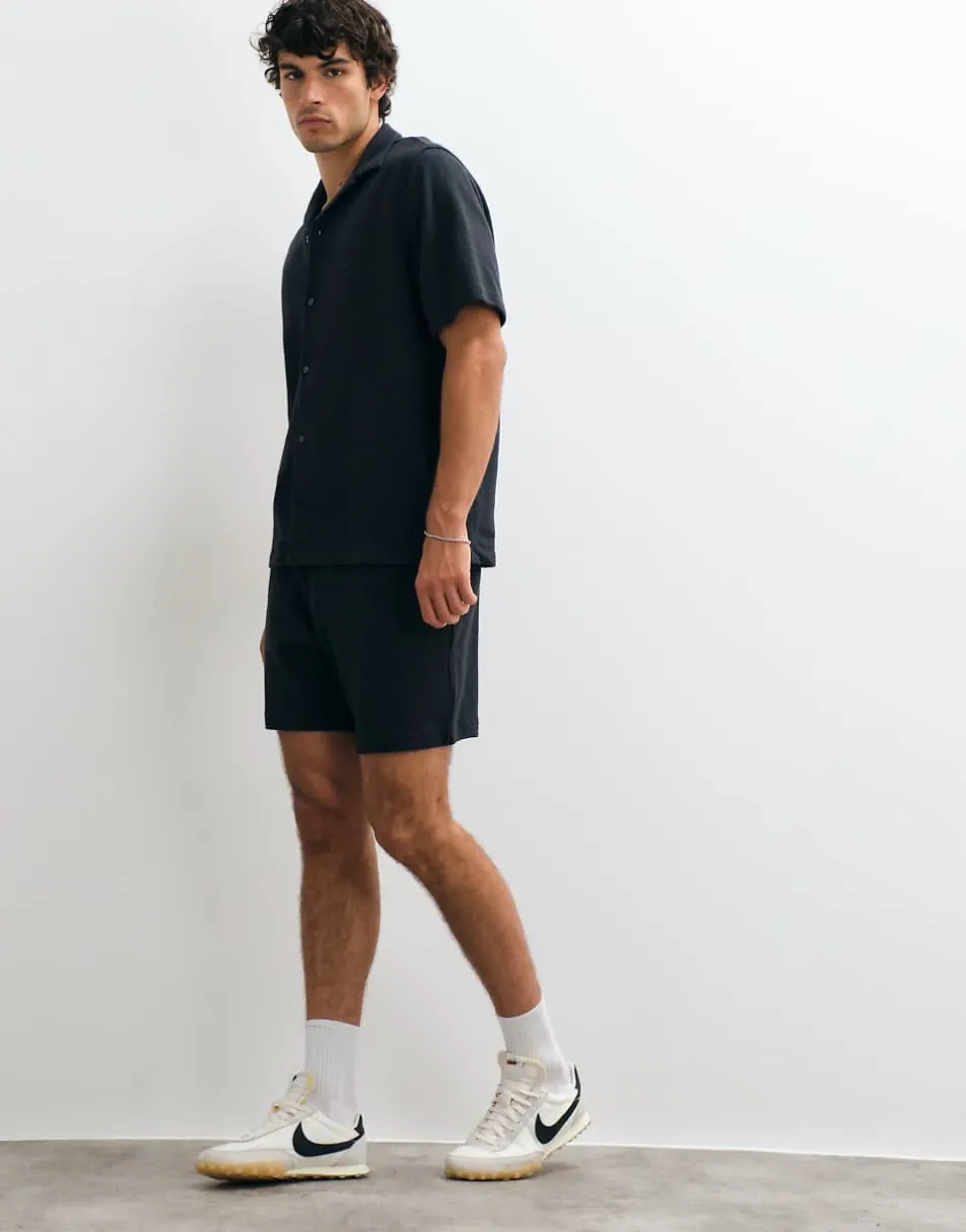 GAP towelling tie waist shorts co-ord in black