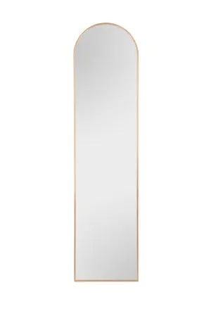 Espejo enmarcado con pie (suelo) semirredondo Britt metal dorado mate MIRRORS&MORE de 40x160 cm