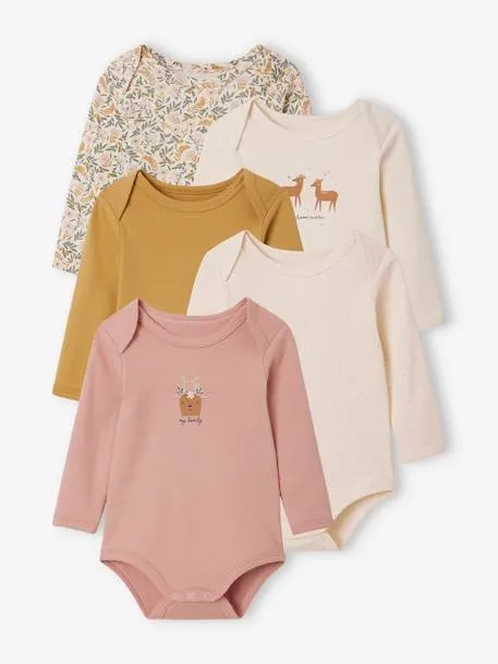 Lot de 5 bodies "Rennes" bébé emmanchure US - écru