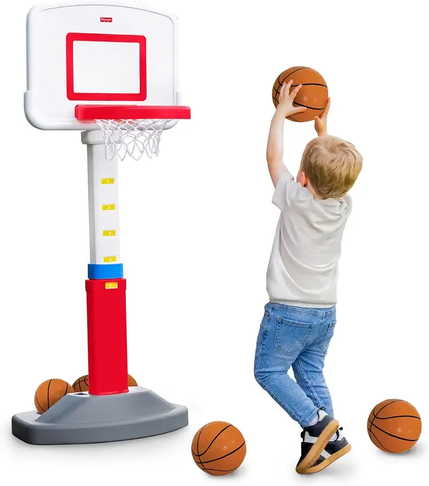 Fisher-Price™ Grow-to-Pro Basketball Hoop for Toddlers & Kids - Adjustable Height Indoor/Outdoor Play Set with Ball, 18 Months - 5 Year