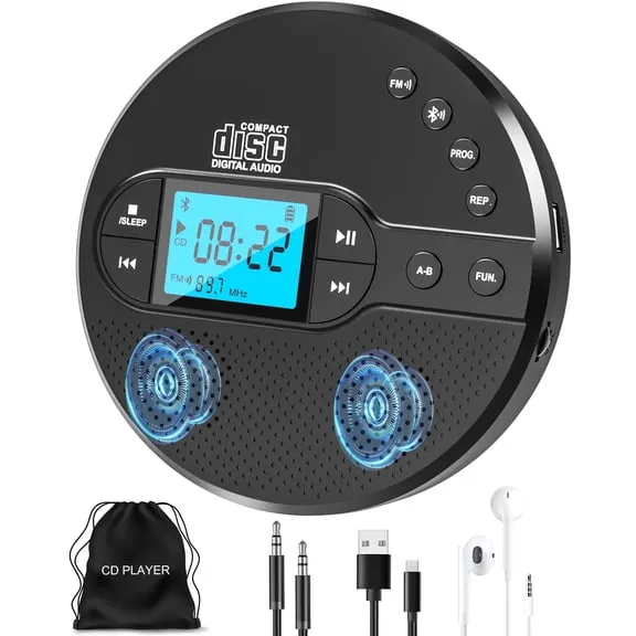 Best seller NEW 2026 CD Player Portable with Bluetooth, Greadio 2000mAh Rechargeable Discman CD Player for Car $39.99 Was $73.99