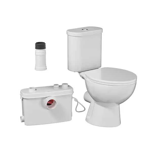 Simple Project Two-Piece Macerating Toilet with 0.67 HP Pump for Basement Upflush Systeme, Sewerage Pump for Toilet Laundry Sink Shower