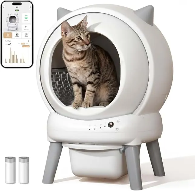 ZHMZ Automatic Litter Box, Self Cleaning Cat Litter Box for Multiple Cats | App Control,Odor Control, Quiet Smart Litter Box for Cats, with 2 Rol…