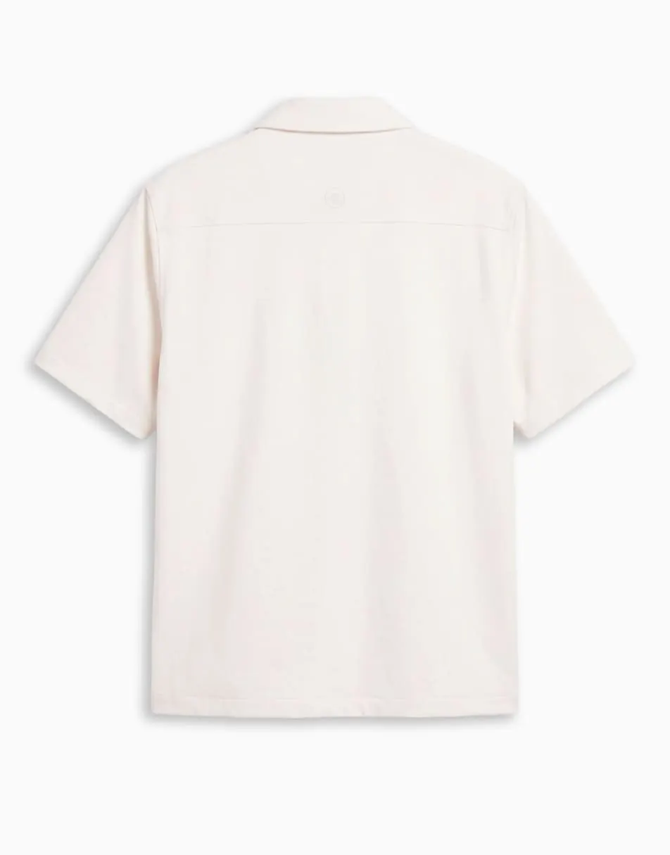 ASOS DESIGN motionMAX™ relaxed fit four way stretch shirt in off white