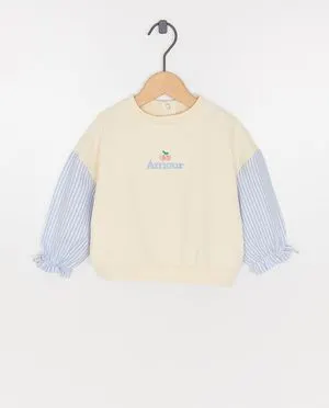 Sweater met gestreepte mouwen