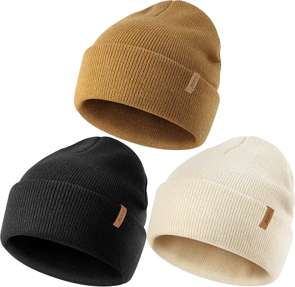 Beanie for Men Women, Winter Double Layer Warm Hat Skull Cap