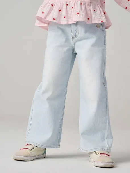 Jean fille large - denim bleached