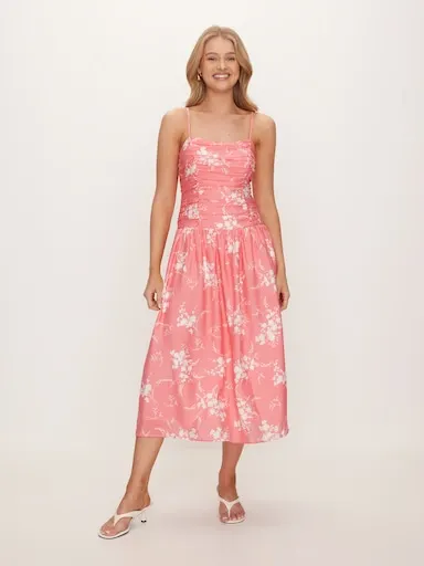 Mira Rouched Midi Dress