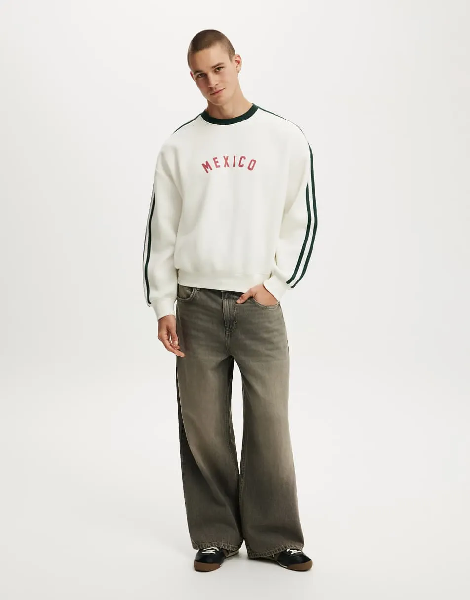 Cotton On Oversized graphic crew sweater in beige
