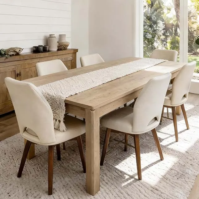 Farmhouse Dining Table for 6, Rectangle Dining Table, Kitchen Table Oak