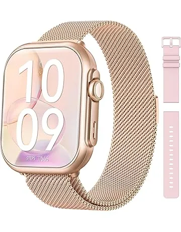 Smart Watch for Women Men Fitness: Smart Watch for iPhone&Android Bluetooth Call with SpO2 Sleep Heart Rate Monitor,IP68,Fitness Tracker with 120+Sport,Reloj Inteligente 30 Day+Battery Life, 2 Bands