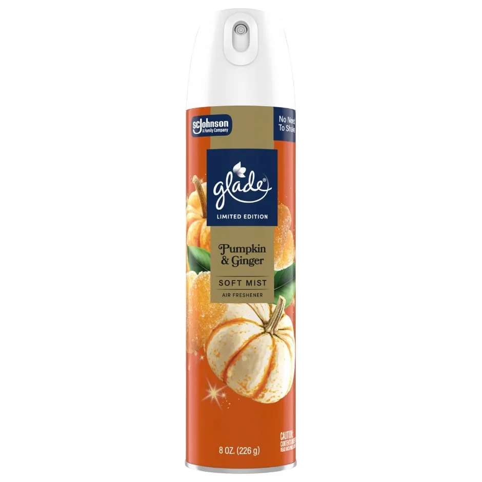 Glade® Odor Fighting Soft Mist Air Freshener Room Spray, Pumpkin & Ginger, 8.0oz., 1 count