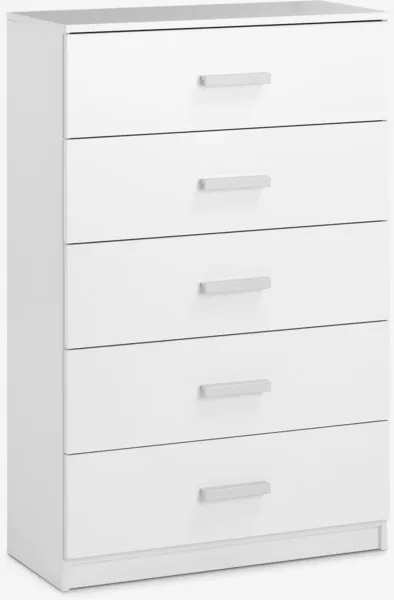 Cassettiera 5 cassetti TAPDRUP larga bianco