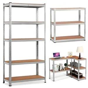 Estantería con 5 Baldes 40x90x180 cm - Capacidad de 875 kg, Estructura de Acero Galvanizado, Perfecta para Cocina, Oficina, Garaje y Más.