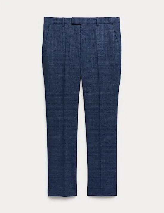 Strukturierte, schmal geschnittene Hose mit Stretchanteil und Karomuster