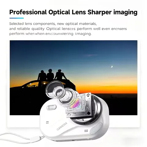 Digital Camera, 2.4-Inch Lens, 2 Styles (Pink and White) — Two Colors, HD Image Stabilization, Adjustable for Portraits and Landscapes, Easy to Use for Capturing and Recording Beautiful Moments