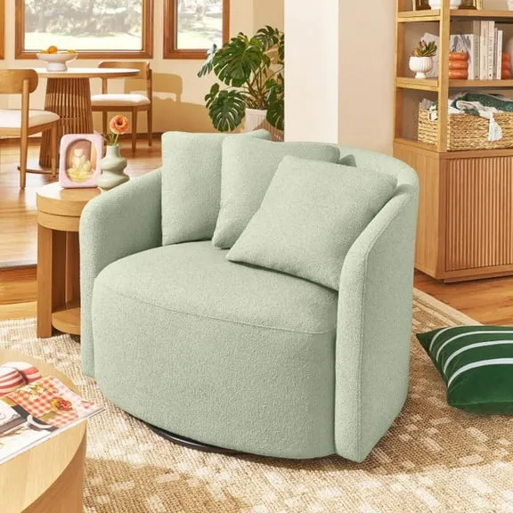 Beautiful Drew Accent Chair by Drew Barrymore, Sage Boucle