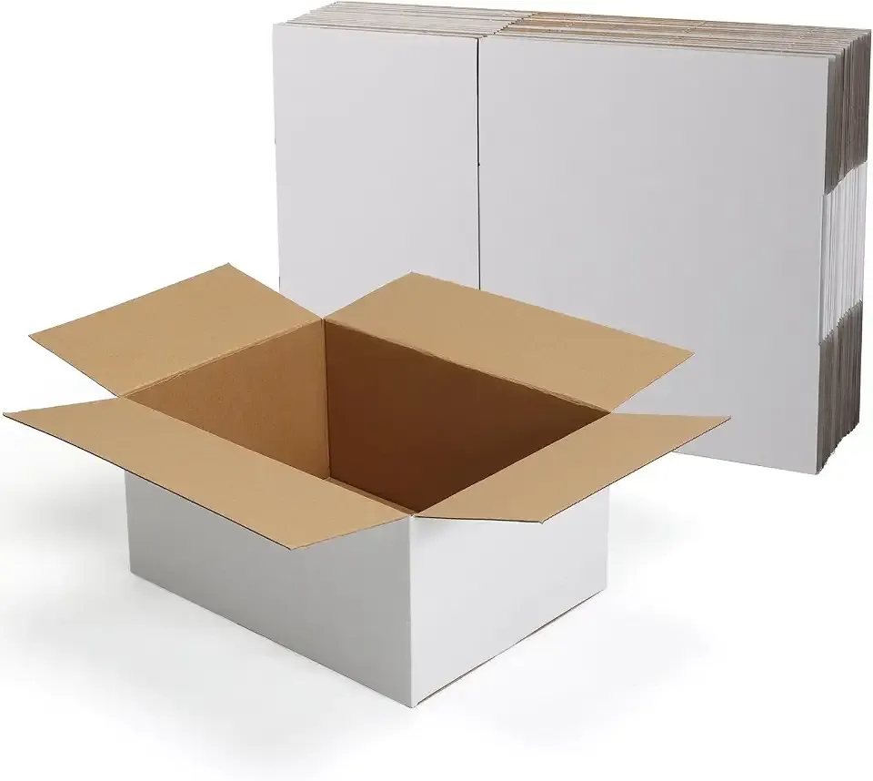 CRUGLA 12x9x6 Shipping Boxes 15 Pack, White Corrugated Cardboard Boxes with Side-Lock and Pre-Applied Double-Sided Tape, Easy Assemble Packing Mailer Boxes for Small Business Shipping
