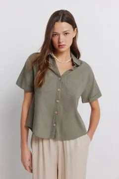 Camisa lino manga corta
