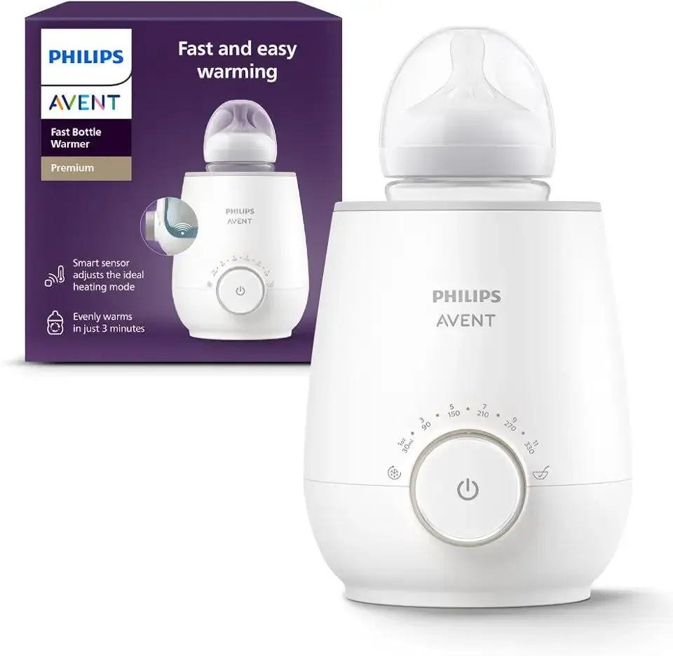 Philips Avent Premium Fast Bottle Warmer, with Smart Temperature Control, Water Bath Technology, Automatic Shut-Off, Model SCF358