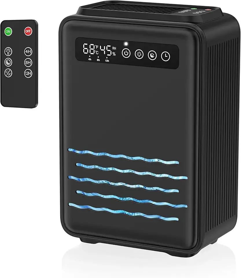 Updated Dehumidifier (Remote control) for Bedroom, 95 OZ Water Tank, 800 sq.ft Quiet Small Dehumidifiers for Basement Home Bathroom with Auto Shut Off, 7 Colors LED Light, Black