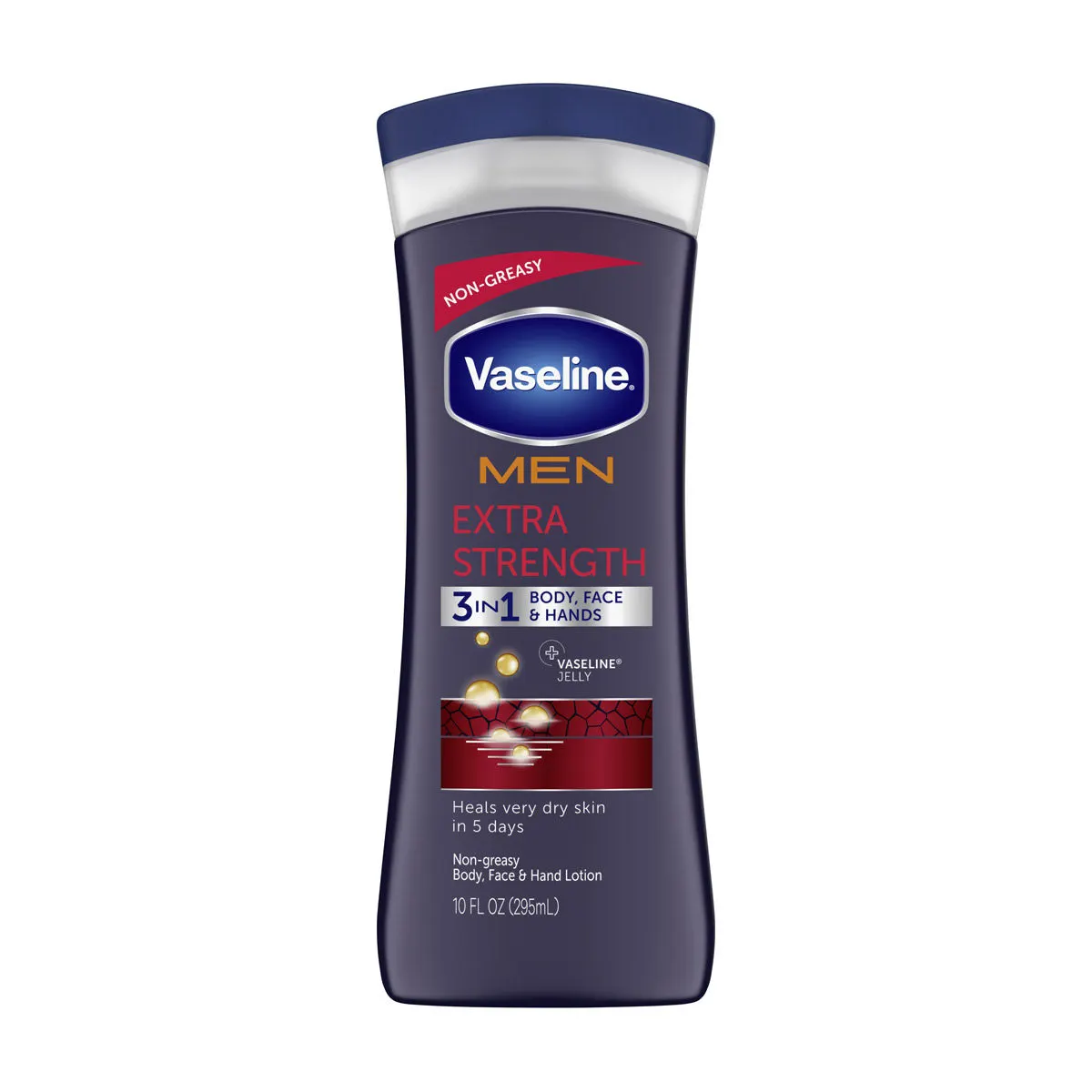 Vaseline Men Extra Strength 3-in-1 Body, Face & Hands Lotion, 10 fl oz
