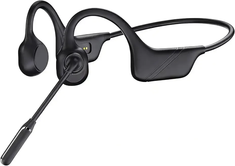 Open-Ear Headphones with Noise-Canceling Mic, Bone Conduction Headphones | AI ENC Noise Cancellation, One-Click Mute, Magnetic Charging, Bluetooth 6.0, Dual Device Connection, for Drivers Learners