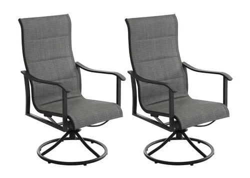 Backyard Creations® Shorewood Black Swivel Rocker Dining Patio Chair Set with Gray Fabric - 2 Pack