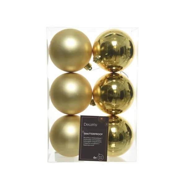 Decoris kerstballen licht goud shatterproof 8 cm kunststof