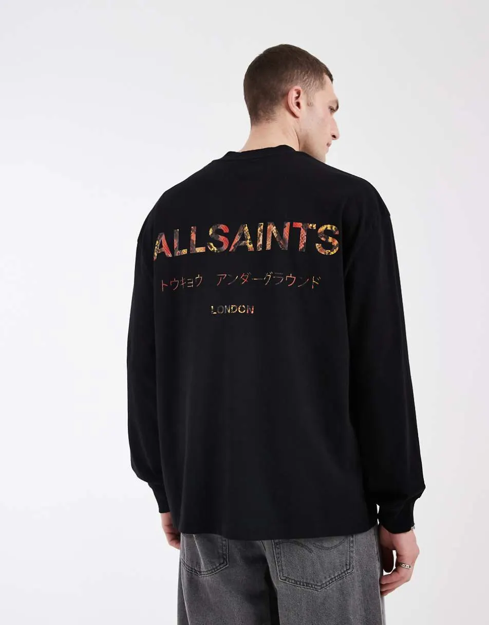 AllSaints Underground long sleeve t-shirt in snake print