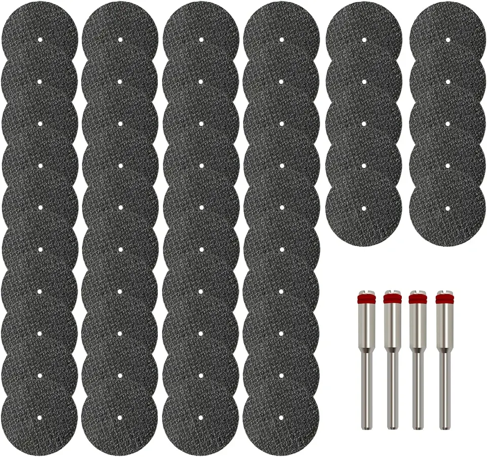 50pcs Rotary Tool Cut Off Wheels 1-1/4'' Fiberglass Reinforced Cutting Wheel Discs with 4Pcs Mandrels Rotary Tool Accessories for Cutting Metal, Wood, Stone