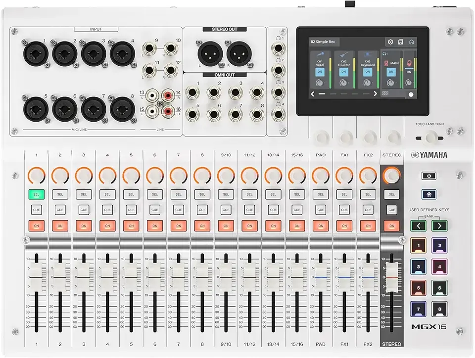 Yamaha MGX16 22ch Digital Mixing Console, Dual USB-C Audio Interface, Includes Cubase Al, WaveLab Cast LE, Basic FX Suite and Steinberg Plus Software Bundle, White MGX16 W