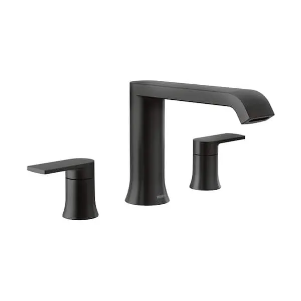 MOEN Genta LX 2-​Handle Deck-​Mount High Arc Roman Tub Faucet Trim Kit in Matte Black (Valve Not Included)​