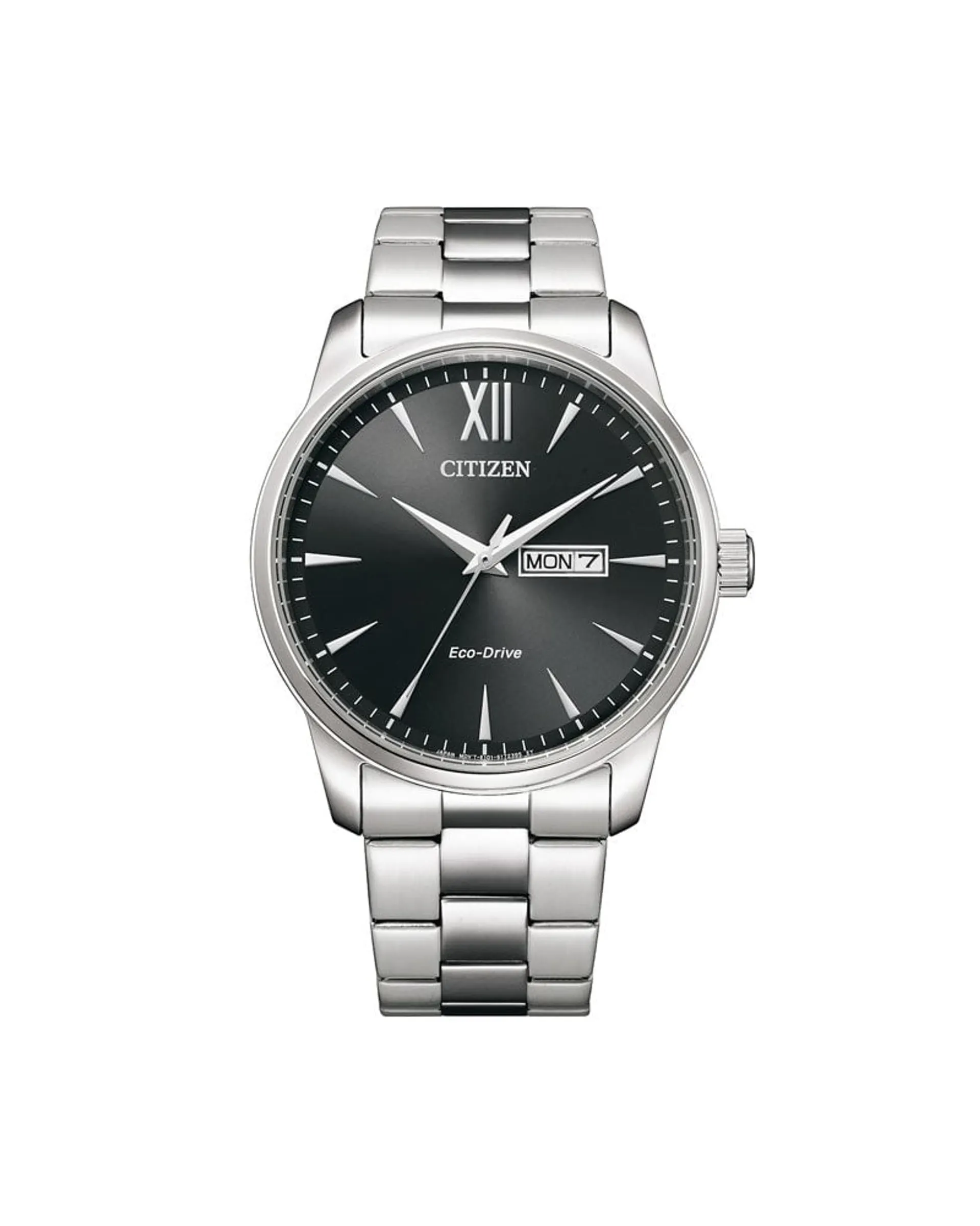 Eco-Drive herreklokke i stål med sort skive (42mm)