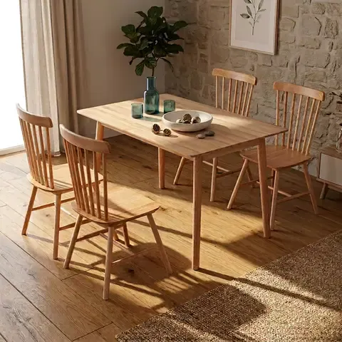 Juego de comedor Coras 4 Sillas Mesa Rectangular 120x80x75cm Madera