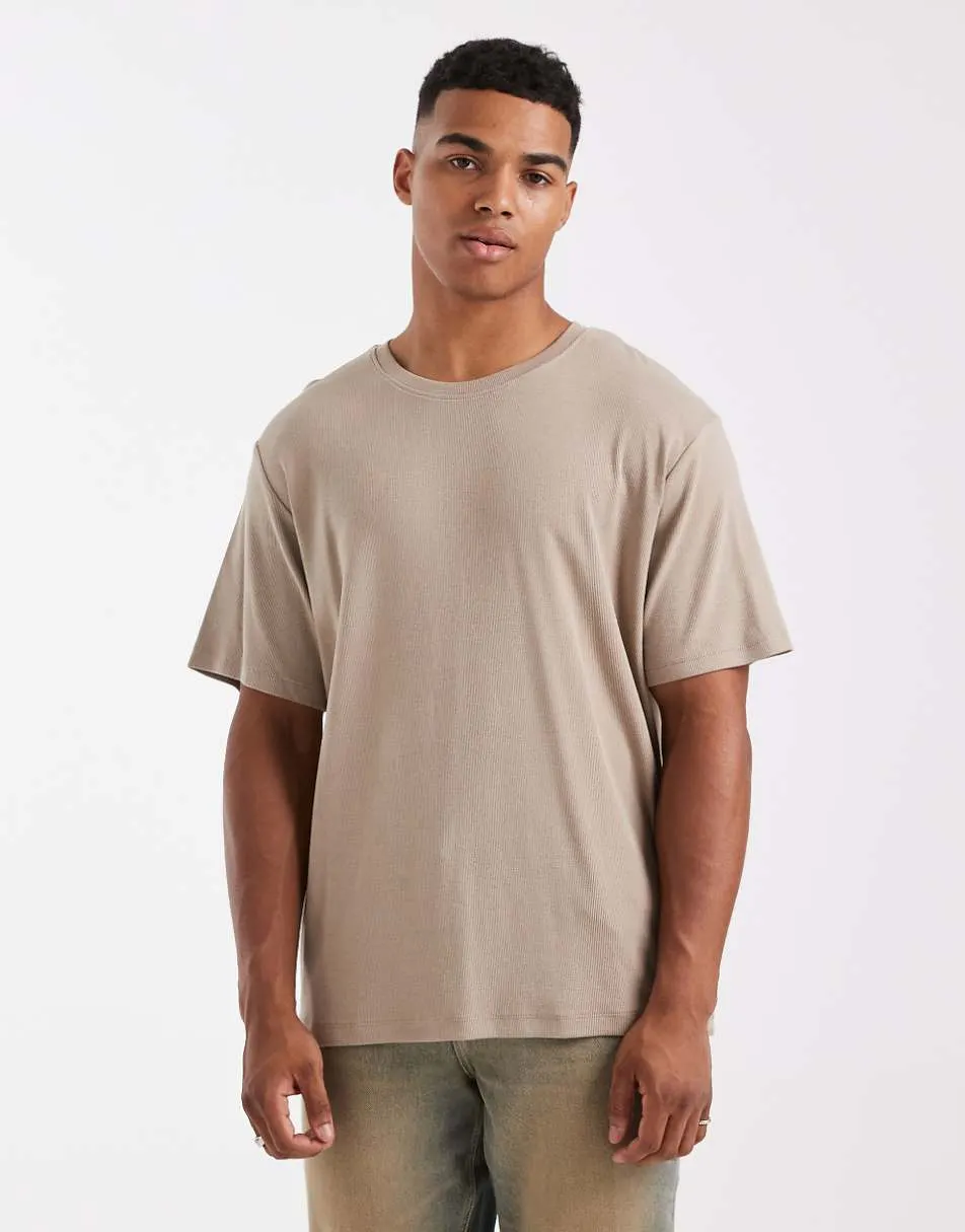 JJ Rebel ribbed t-shirt in beige
