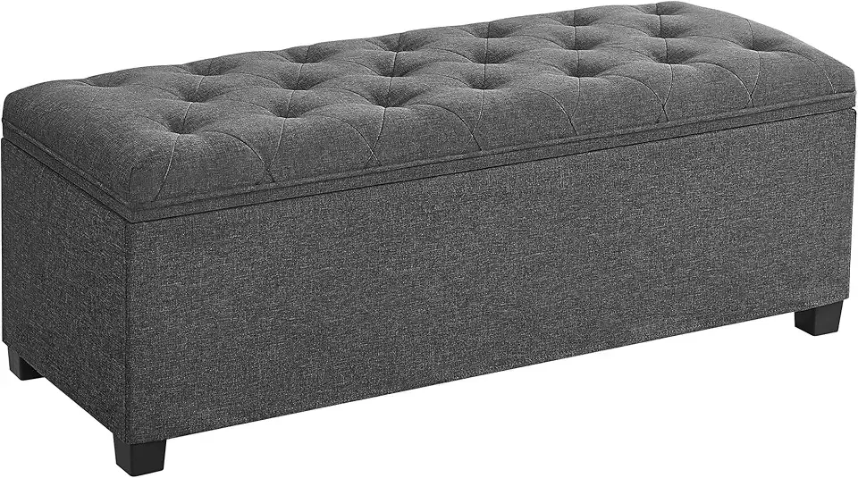 Storage Ottoman Bench, Foot Rest with Legs, 15.7 x 43.3 x 15.7 Inches, End of Bed Bench, Storage Chest, Load up to 660 lb, for Living Room, Bedroom, Entryway, Dark Gray ULSF088G01
