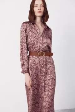 Vestido satinado camisero