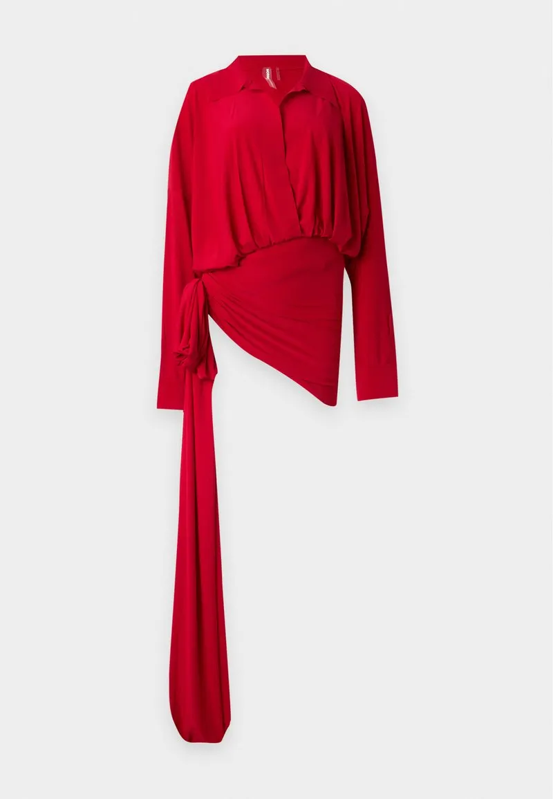 SHIRT SIDE DRAPE DRESS - Skjortekjole - tiger red