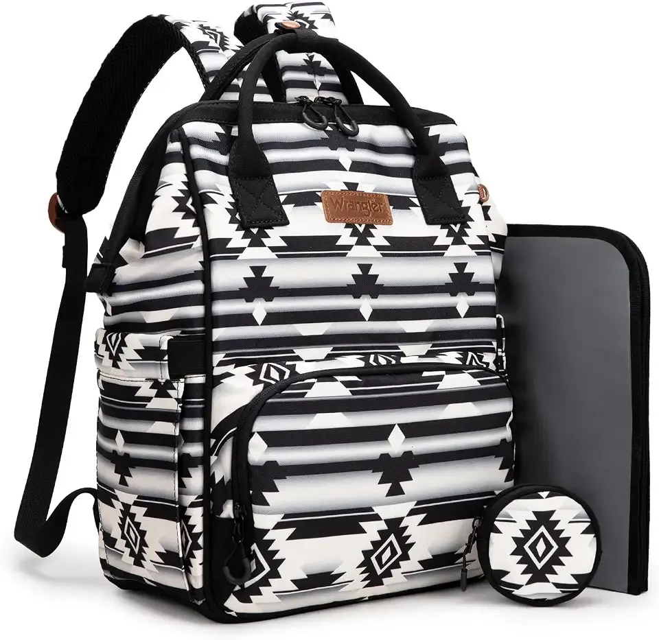 Montana West Wrangler Diaper Bag Backpack Aztec Callie Bag Travel Backpack Purses Western Multi-Function Baby Bags for Mom