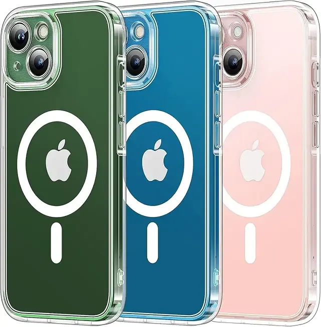 Magnetic for iPhone 14 Case & iPhone 13 Case, Compatible with MagSafe, Classic Hybrid Magnetic Mobile Phone Case, Military Standard Drop Protection, Scratch-Resistant Back, Clear
