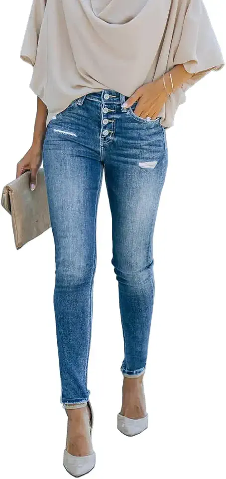 Women's Boyfriend Skinny Jeans Ripped Distressed Stretchy Denim Pants