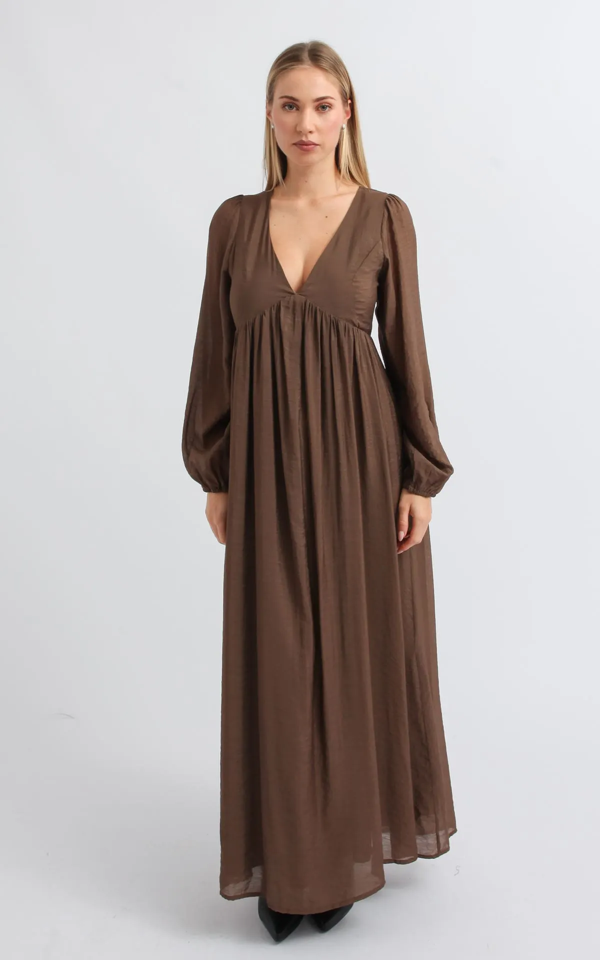 Voile V Neck LS Maxi