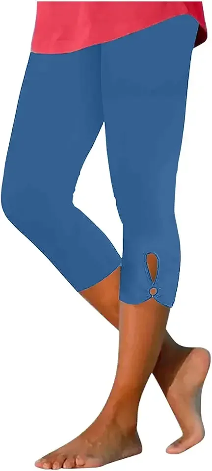 Women Capri Leggings 2024 Dressy Casual Summer Capris Knee Length Crop Pants Trendy Lightweight Ladies Clothing