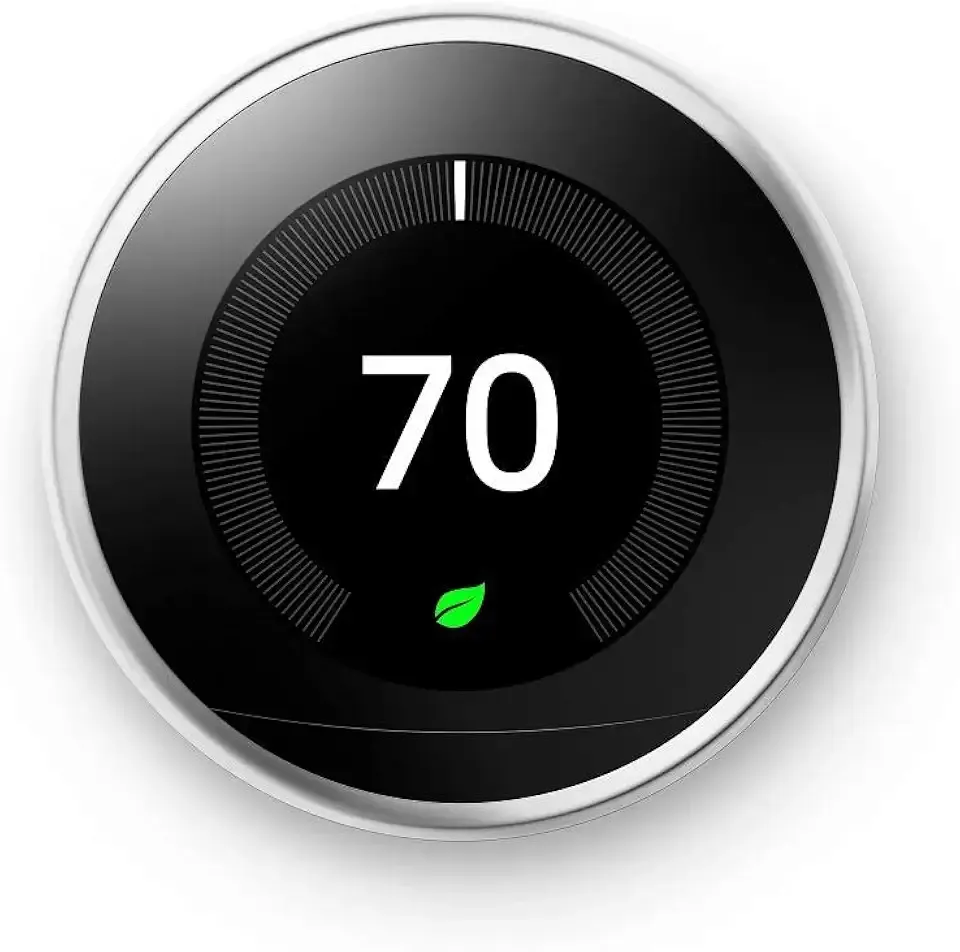 Nest Learning Thermostat - Programmable Smart Thermostat for Home - 3rd Generation Nest Thermostat - Compatible with Alexa - Polished Steel-Renewed
